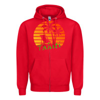 Red outdoor t  shirt tahiti retro vintage sunset t  shirt Zipper Hoodie - linhVisuals