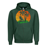 Sports Green outdoor t  shirt tahiti retro vintage sunset t  shirt Zipper Hoodie - linhVisuals