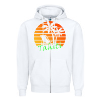 White outdoor t  shirt tahiti retro vintage sunset t  shirt Zipper Hoodie - linhVisuals