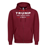 Burgundy donald trump 2024 take america back election   the return sweatshirt Zipper Hoodie - linhVisuals