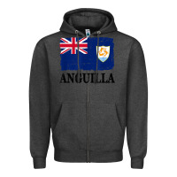 Charcoal Heather flag of anguilla   anguilla banner t shirt Zipper Hoodie - linhVisuals