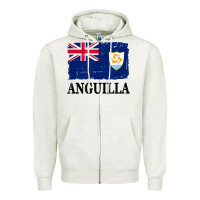 Oatmeal Heather flag of anguilla   anguilla banner t shirt Zipper Hoodie - linhVisuals