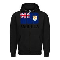 Black flag of anguilla   anguilla banner t shirt Zipper Hoodie - linhVisuals