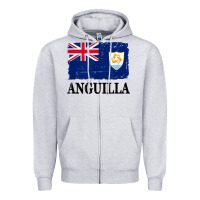 Heather Grey flag of anguilla   anguilla banner t shirt Zipper Hoodie - linhVisuals