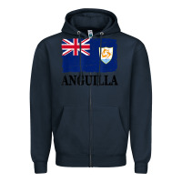 Navy flag of anguilla   anguilla banner t shirt Zipper Hoodie - linhVisuals