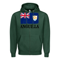 Sports Green flag of anguilla   anguilla banner t shirt Zipper Hoodie - linhVisuals
