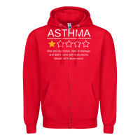 Red funny asthma awareness one star rating inhaler wheezy breath t shirt Zipper Hoodie - linhVisuals
