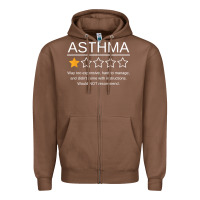 Chestnut funny asthma awareness one star rating inhaler wheezy breath t shirt Zipper Hoodie - linhVisuals
