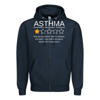 Navy funny asthma awareness one star rating inhaler wheezy breath t shirt Zipper Hoodie - linhVisuals