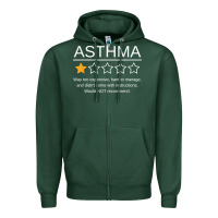 Sports Green funny asthma awareness one star rating inhaler wheezy breath t shirt Zipper Hoodie - linhVisuals