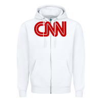 White cnn Zipper Hoodie - linhVisuals