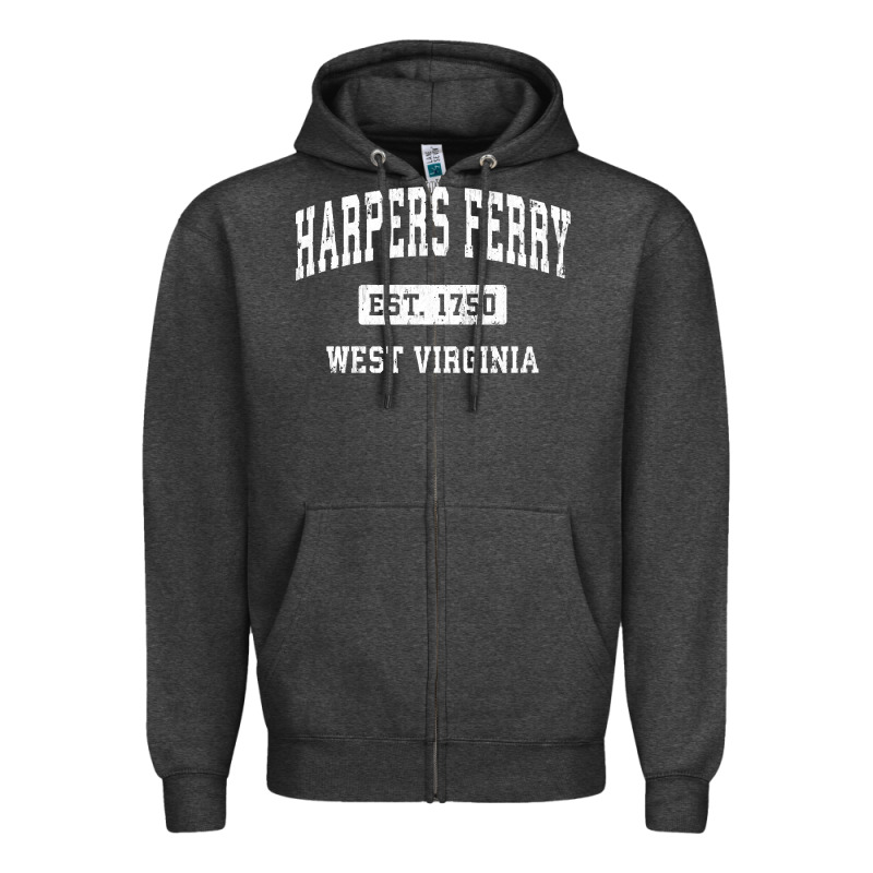 Harpers Ferry West Virginia Wv Vintage Established Sports Pullover Hoo Zipper Hoodie by linhVisuals | Teevron