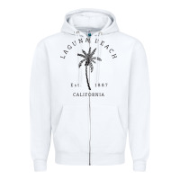White retro cool laguna beach california palm tree unique novelty sweatshirt Zipper Hoodie - linhVisuals