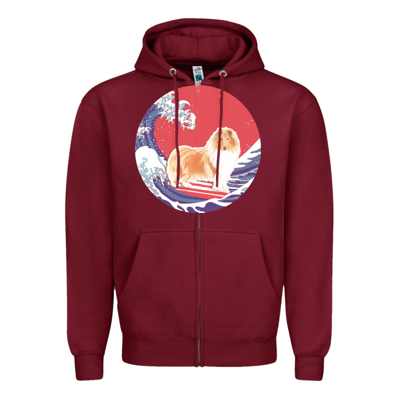 Rough Collie T  Shirt Rough Collie Gifts   Ocean Waves Surfing Rough C Zipper Hoodie by linhVisuals | Teevron