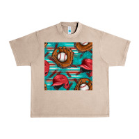 French Oak baseball helmet and glove with serape seamless pattern Urban Heavy Tee - BundleAndBundleShop