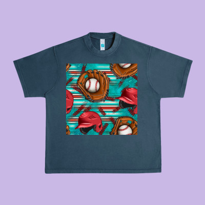 Baseball Helmet And Glove With Serape Seamless Pattern Urban Heavy Tee Designed By Bundleandbundleshop