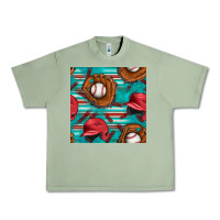 Oil Green baseball helmet and glove with serape seamless pattern Urban Heavy Tee - BundleAndBundleShop
