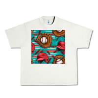 Pistachio baseball helmet and glove with serape seamless pattern Urban Heavy Tee - BundleAndBundleShop