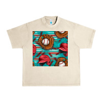 Sandshell baseball helmet and glove with serape seamless pattern Urban Heavy Tee - BundleAndBundleShop