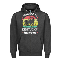 Charcoal Heather someone in kentucky loves me t  shirt someone in kentucky loves me fun Zipper Hoodie - linhVisuals