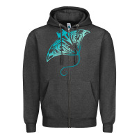 Charcoal Heather hawaii tribal manta ray hawaiian shirt shark lover t shirt Zipper Hoodie - linhVisuals