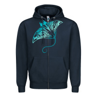 Navy hawaii tribal manta ray hawaiian shirt shark lover t shirt Zipper Hoodie - linhVisuals
