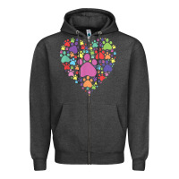 Charcoal Heather heart paw print dog cat lover valentines day t shirt Zipper Hoodie - linhVisuals