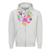 Dove Grey heart paw print dog cat lover valentines day t shirt Zipper Hoodie - linhVisuals