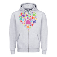 Heather Grey heart paw print dog cat lover valentines day t shirt Zipper Hoodie - linhVisuals
