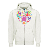 Oatmeal Heather heart paw print dog cat lover valentines day t shirt Zipper Hoodie - linhVisuals