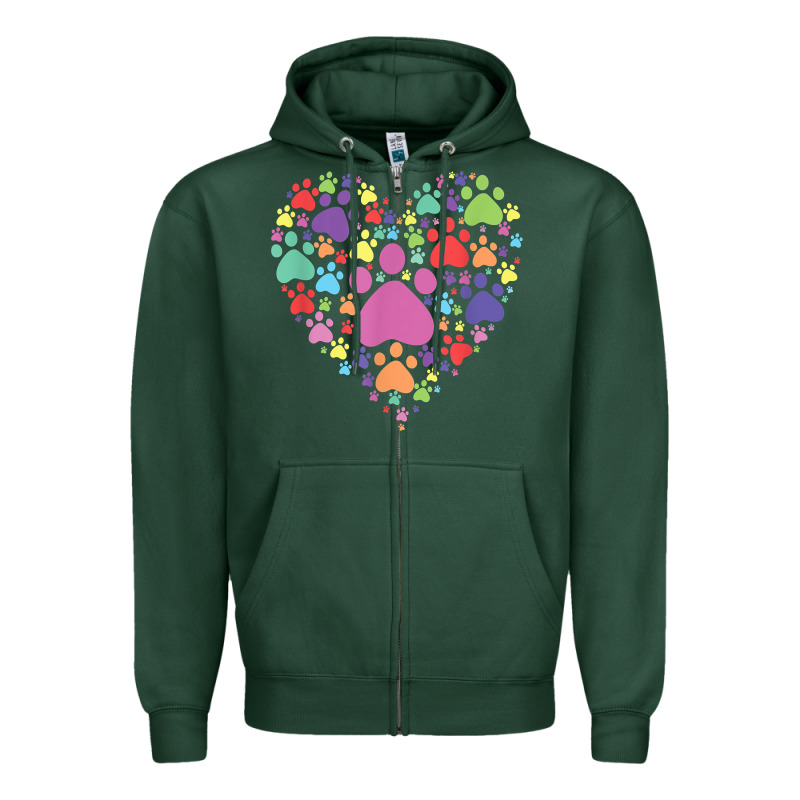 Heart Paw Print Dog Cat Lover Valentines Day T Shirt Zipper Hoodie by linhVisuals | Teevron