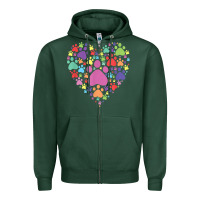 Sports Green heart paw print dog cat lover valentines day t shirt Zipper Hoodie - linhVisuals