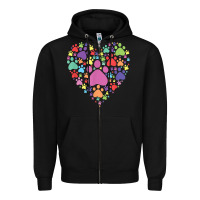Black heart paw print dog cat lover valentines day t shirt Zipper Hoodie - linhVisuals
