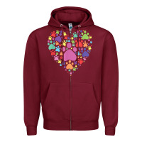 Burgundy heart paw print dog cat lover valentines day t shirt Zipper Hoodie - linhVisuals