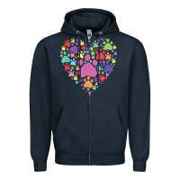 Navy heart paw print dog cat lover valentines day t shirt Zipper Hoodie - linhVisuals