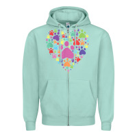Seafoam heart paw print dog cat lover valentines day t shirt Zipper Hoodie - linhVisuals
