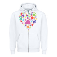 White heart paw print dog cat lover valentines day t shirt Zipper Hoodie - linhVisuals