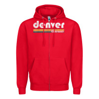 Red denver colorado vintage 70's 80's retro style men women t shirt Zipper Hoodie - linhVisuals
