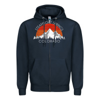 Navy retro vintage steamboat springs colorado distressed t shirt Zipper Hoodie - linhVisuals