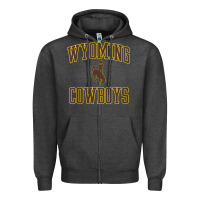 Charcoal Heather kids wyoming cowboys apparel gameday arch over cowboys t shirt Zipper Hoodie - linhVisuals