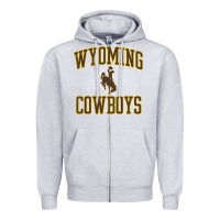 Heather Grey kids wyoming cowboys apparel gameday arch over cowboys t shirt Zipper Hoodie - linhVisuals