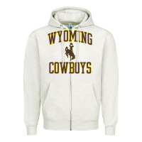 Oatmeal Heather kids wyoming cowboys apparel gameday arch over cowboys t shirt Zipper Hoodie - linhVisuals