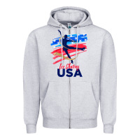 Heather Grey ice skating dance support the team tshirt usa flag t shirt Zipper Hoodie - linhVisuals