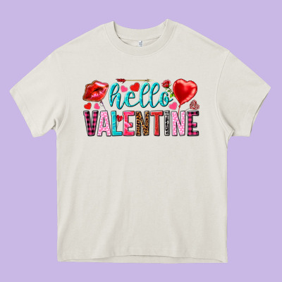 Hello Valentine Heavy Core Tee Designed By Howdyjamesfarm