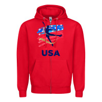Red ice skating dance support the team tshirt usa flag t shirt Zipper Hoodie - linhVisuals