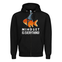 Black mindset motivational quote cute goldfish shark fish t shirt Zipper Hoodie - linhVisuals