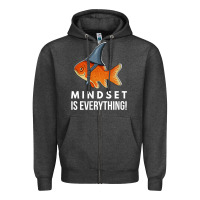 Charcoal Heather mindset motivational quote cute goldfish shark fish t shirt Zipper Hoodie - linhVisuals