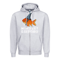 Heather Grey mindset motivational quote cute goldfish shark fish t shirt Zipper Hoodie - linhVisuals
