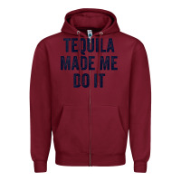 Burgundy womens tequila made me do it tank tops for women summer drinking tank Zipper Hoodie - linhVisuals