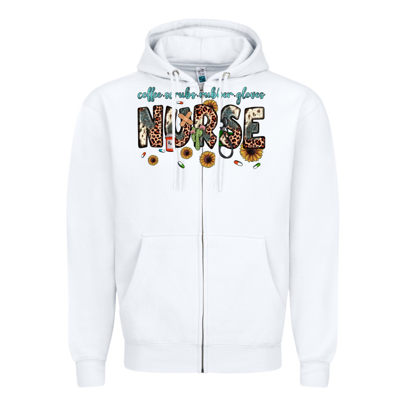 Nurse Coffee Scrubs Rubber Gloves Zipper Hoodie by JahusDesignShop | Teevron